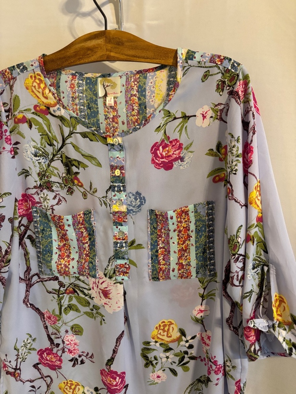 Fig and Flower Anthropologie Floral Boho tunic top size XL - Picture 5 of 9